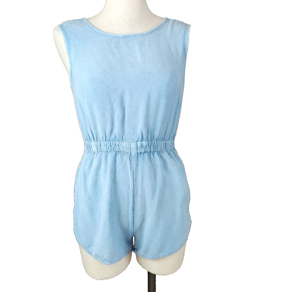 Womens D&Kade Blue Romper with Tie Back Size Large